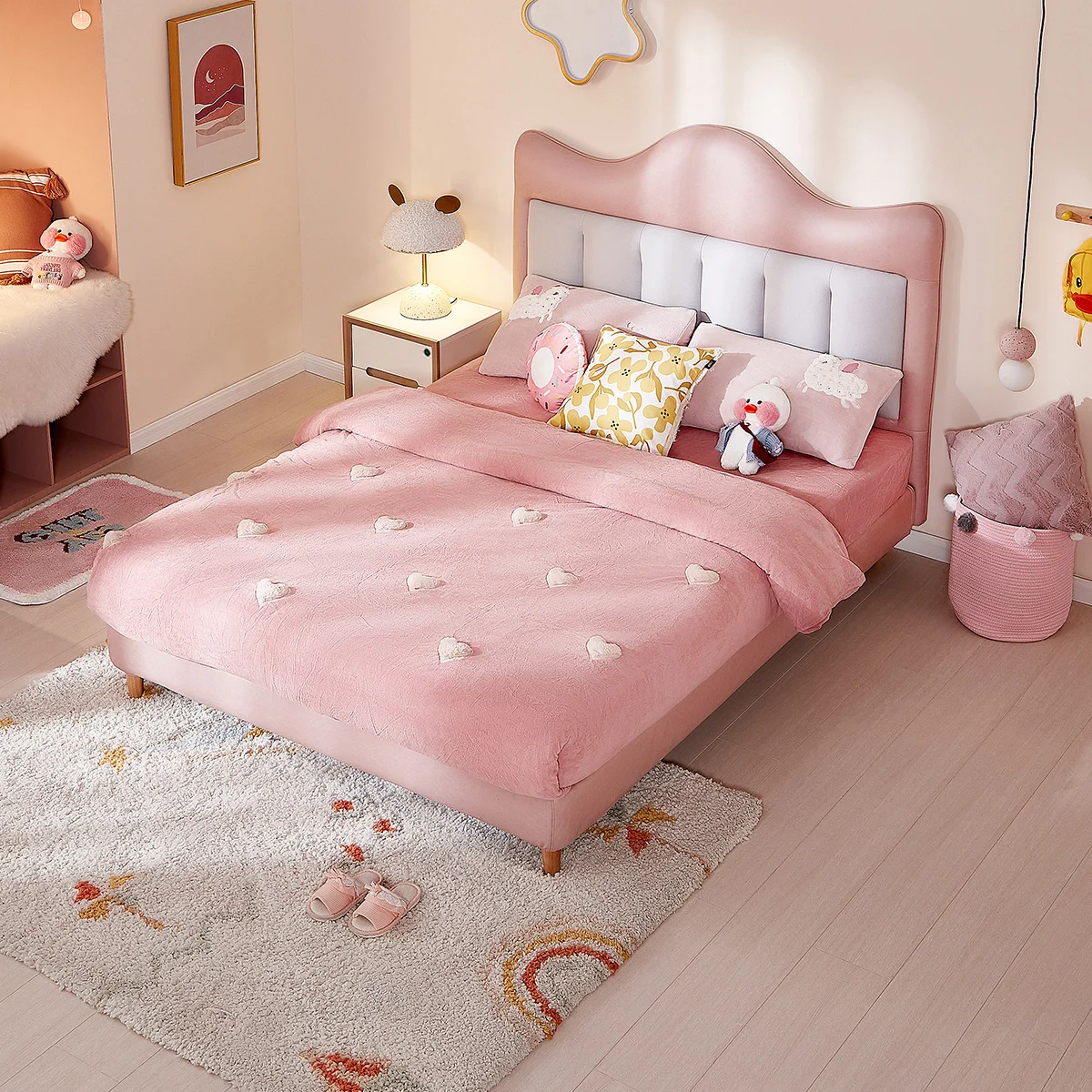 105269 Pink Children Bedroom Set Furniture Wooden Girls Princess Children Bed Design