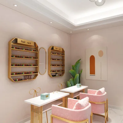 
Nordic Style Nail Polish Display Stand Wall Hanging Salon Decoration Display Rack Simple Beauty Shop Storage Rack 