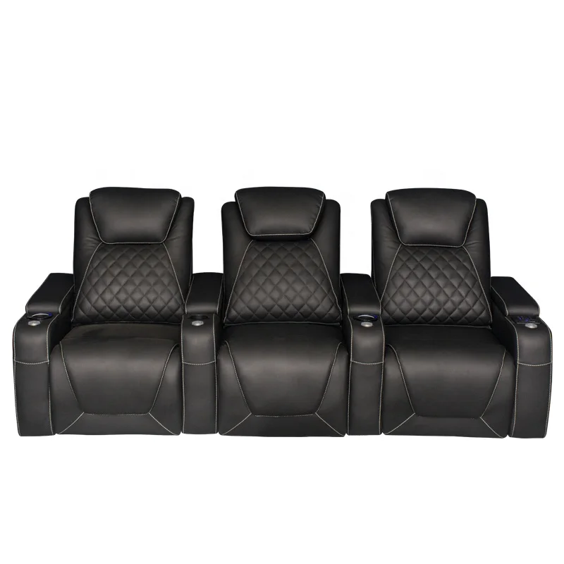 Customized Reclining sofa home theatre seating USB Dock electric recliner chairs cooling cup holder private cinema