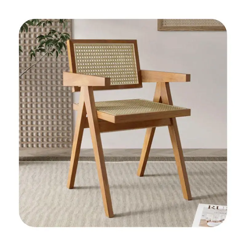 Quality Guaranteed Solid Wooden Wicker Rattan Indoor And Outdoor Chair Garden Set Hotel Chair Modern Simple Hotel Chair