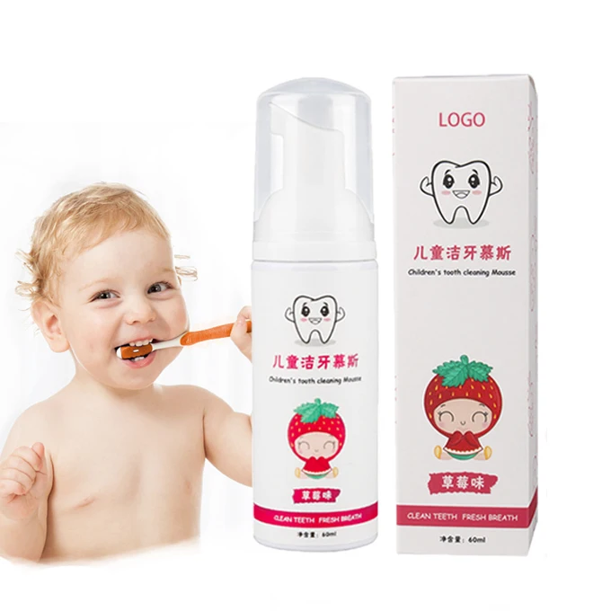 OEM Private Label Fruit Flavor Food Grade Fluoride Free Anti-cavity Kids / Children Foam Mousse Toothpaste