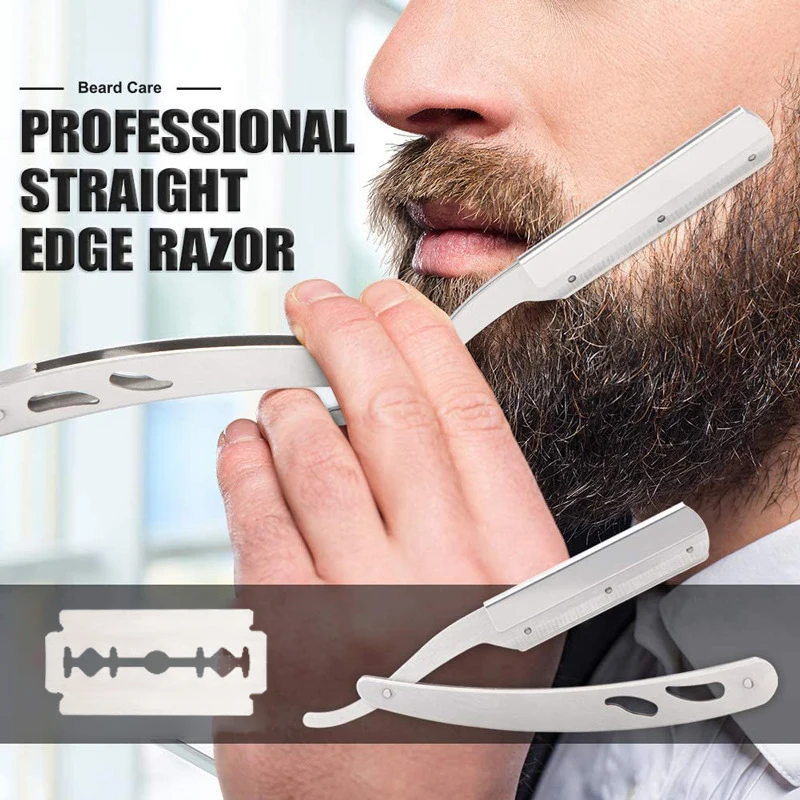 Mens beard grooming kit private label beard shaper tool single blade safety straight shaving  razor