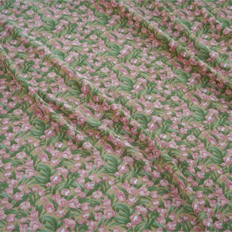 Wholesale make-to-order design print new style oil painting rose flowers digital printed fabric dress textile