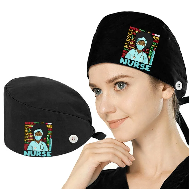 OEM custom surgical medical scrub hats africa girl nurse print nursing caps for sale