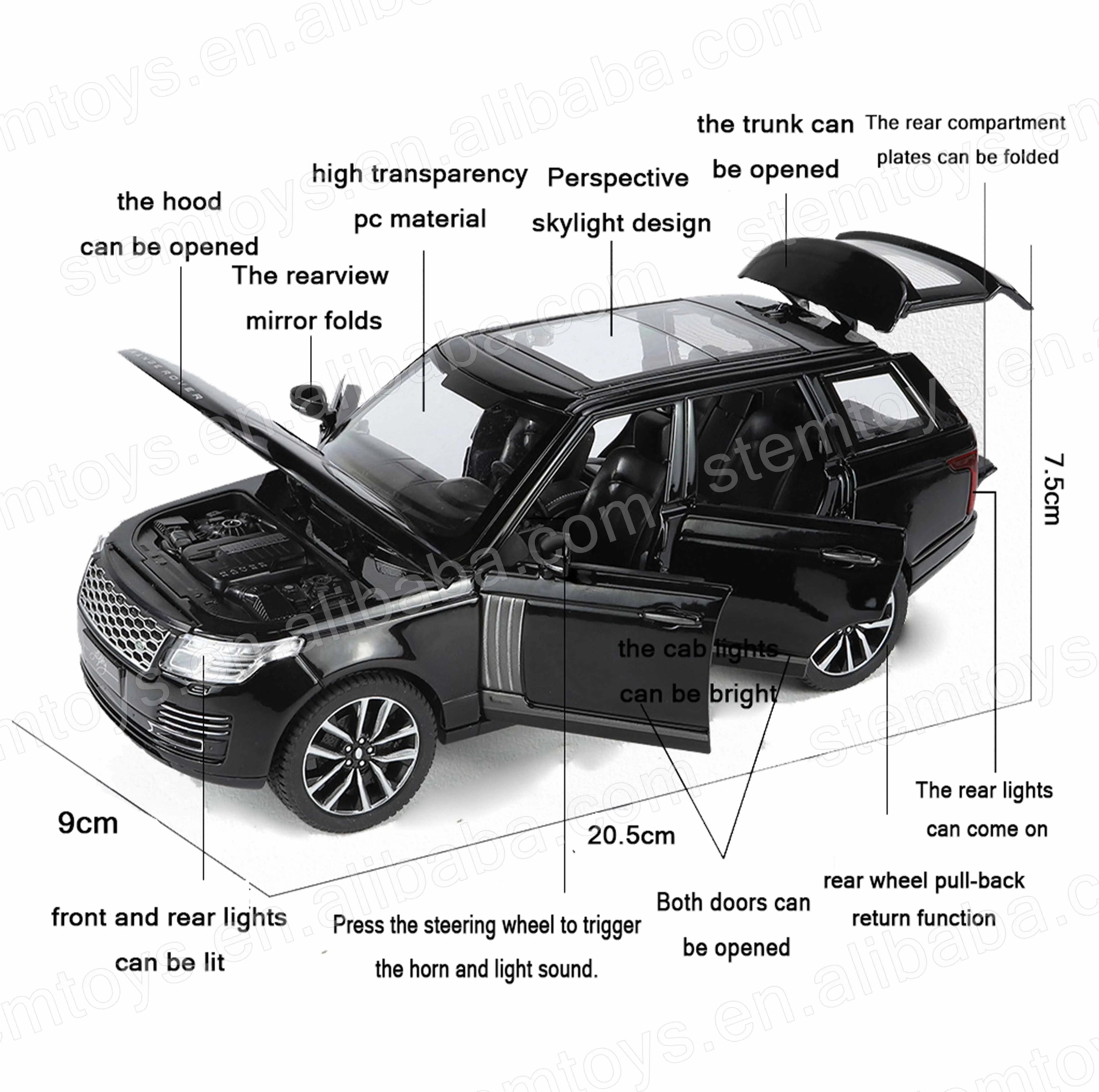 Genuine license 1:24 Range Rover Casting Alloy Car Model mini car Metal pull-back car model with light and sound children