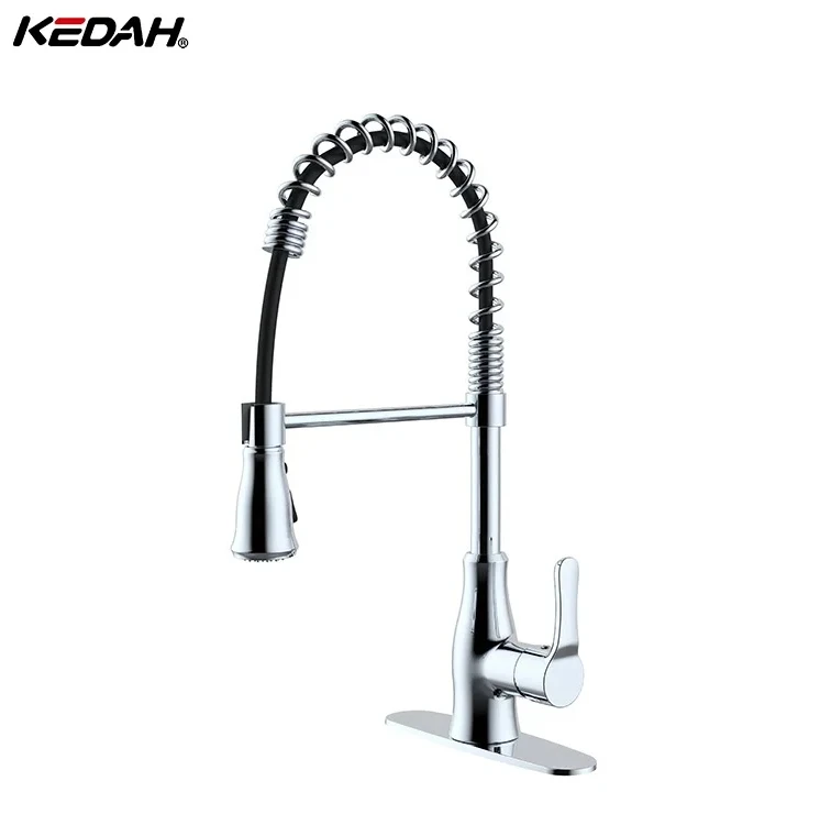 Factory Price Commercial Restaurant 2 Ways Spring Pull Down Brushed Nickel Kitchen Faucet Hot Cold Kitchen Mixer Faucet