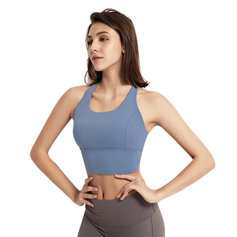 
Stock Beautiful back bra yoga underwear gathered shockproof belt chest pad sports bra vest yoga suit 