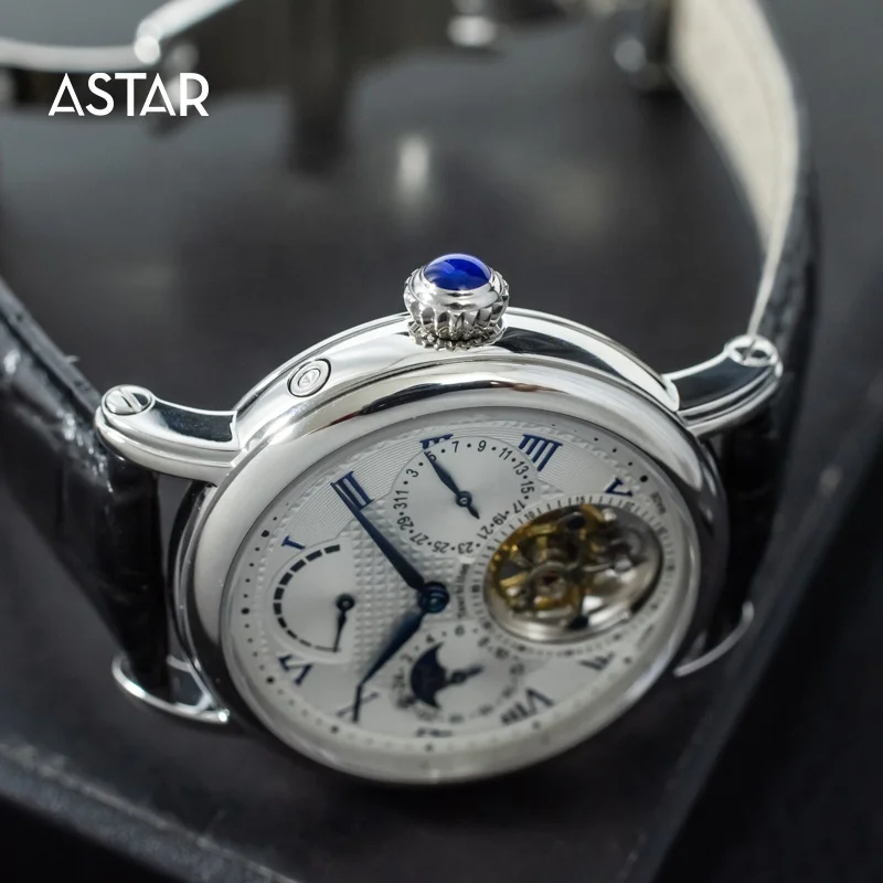 1pcs can be custom logo luxury real seagull multi function moonphase tourbillon mechanical automatic movement watch man for sale