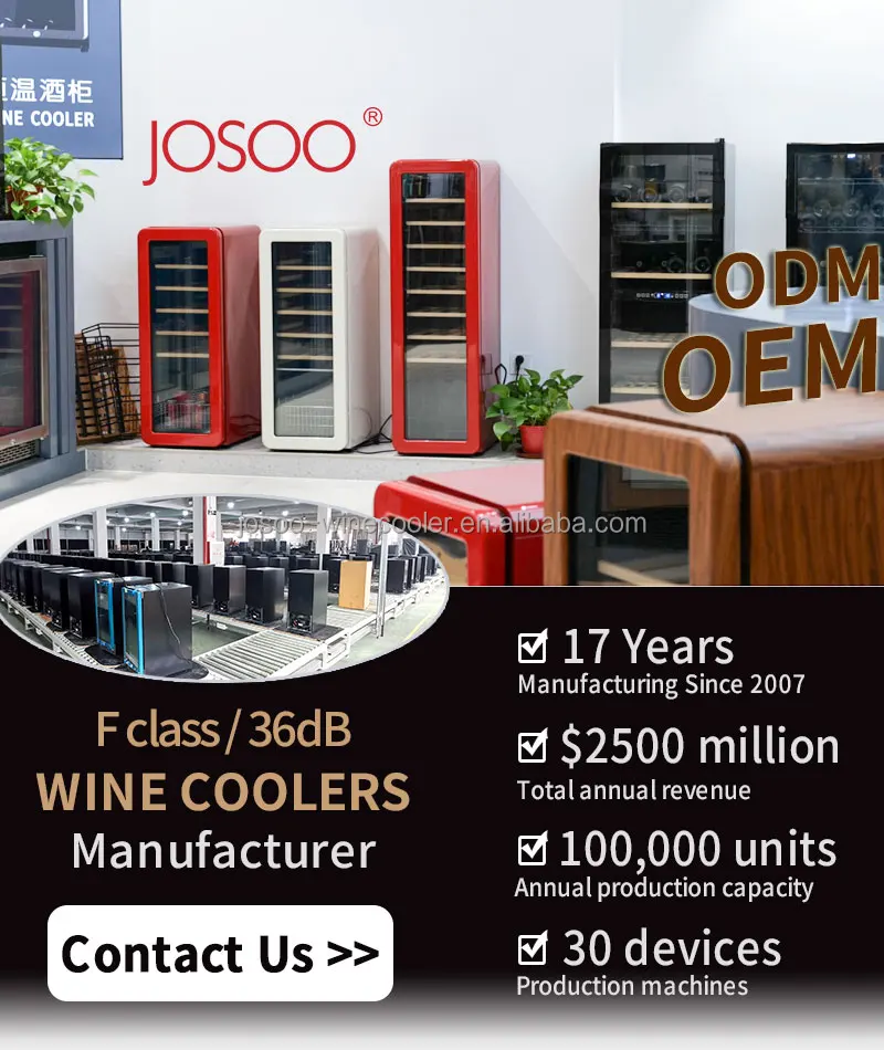 Josoo 50L Retro Wood Grain Cigar Humidor Freestanding Cigar Cooler Refrigerator With 500 Cigars Storage
