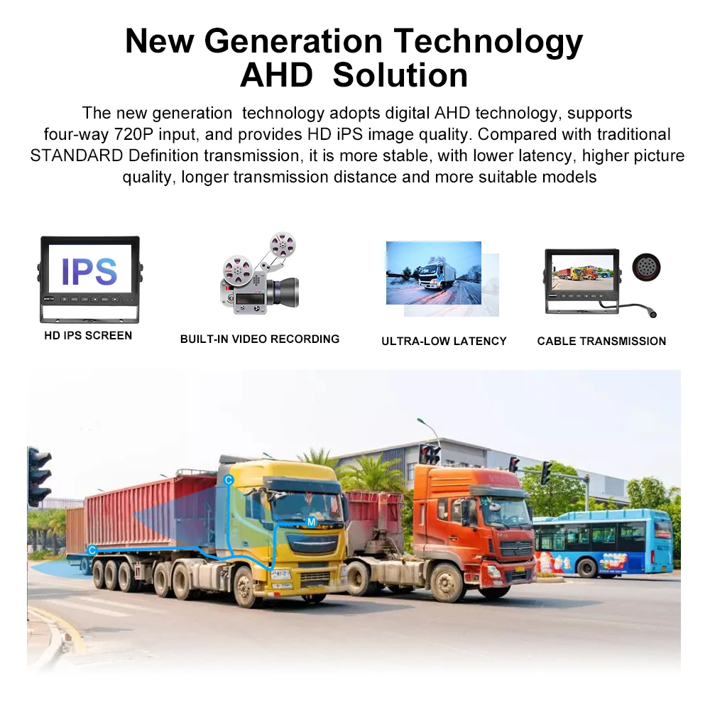 PJAUTO AHD 720P 1080P HD заднего вида 7-дюймовый IPS ЖК-монитор автомобиля система