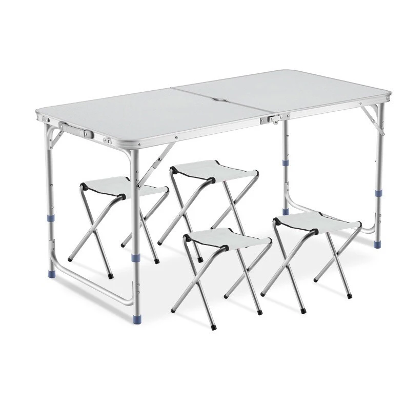 4ft Foldable Table Chairs,120cm Portable Camping Table With Chairs, 1.2m Lightweight Folding Picnic Table For Party Event Camp