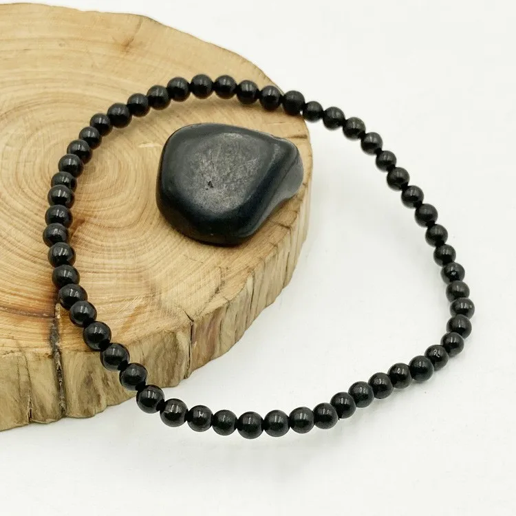 Wollet Wholesale Multiform Irregular Russian Shungite Stone Beads Anklet Bracelet