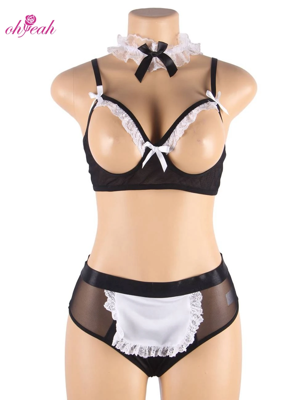 High-quality plus size women open bra sexy cosplay suits sexy adult french maid costume exotic lingerie