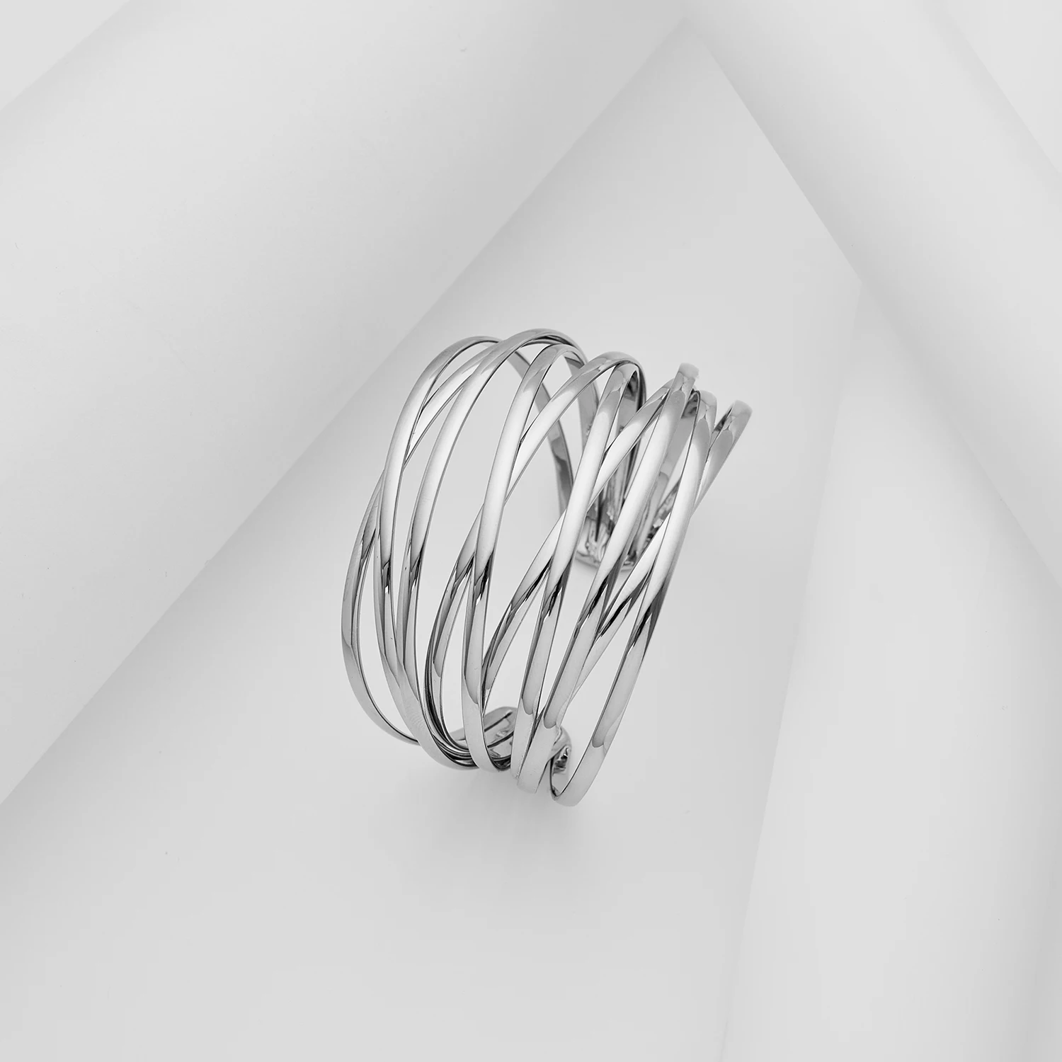 European and American chunky multi-layer cross opening bangle copper 18k real gold silver plated fashion bracelets & bangles