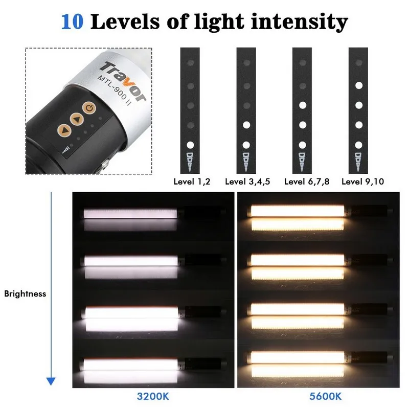 Travor MTL-900(II) professional photography lighting equipment video fill light wand led magic tube light with battery
