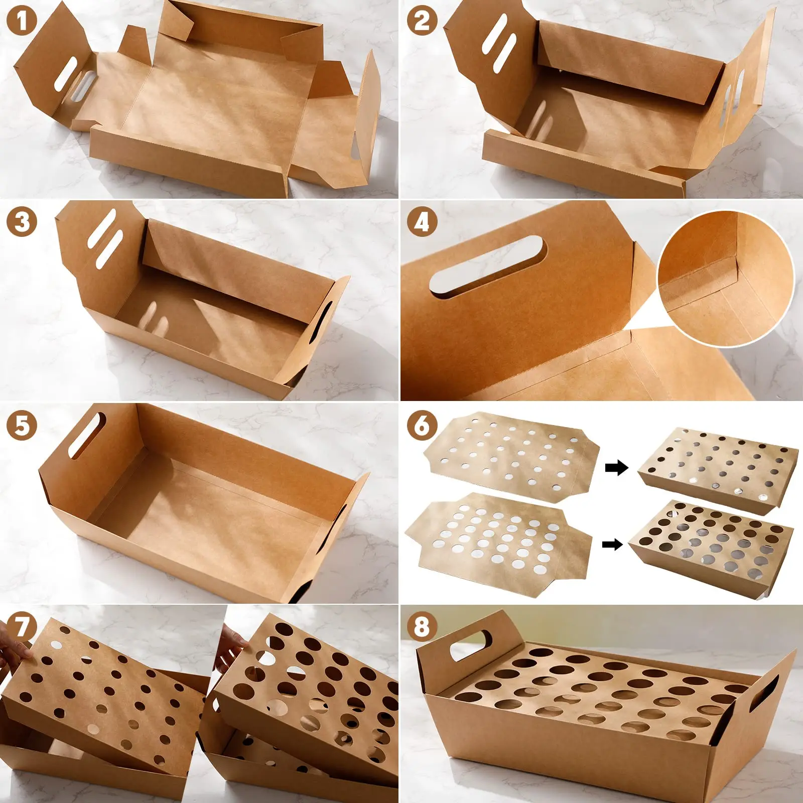 Custom Wedding Confetti Cone Kraft Paper Stand Tray Cone Holder Box