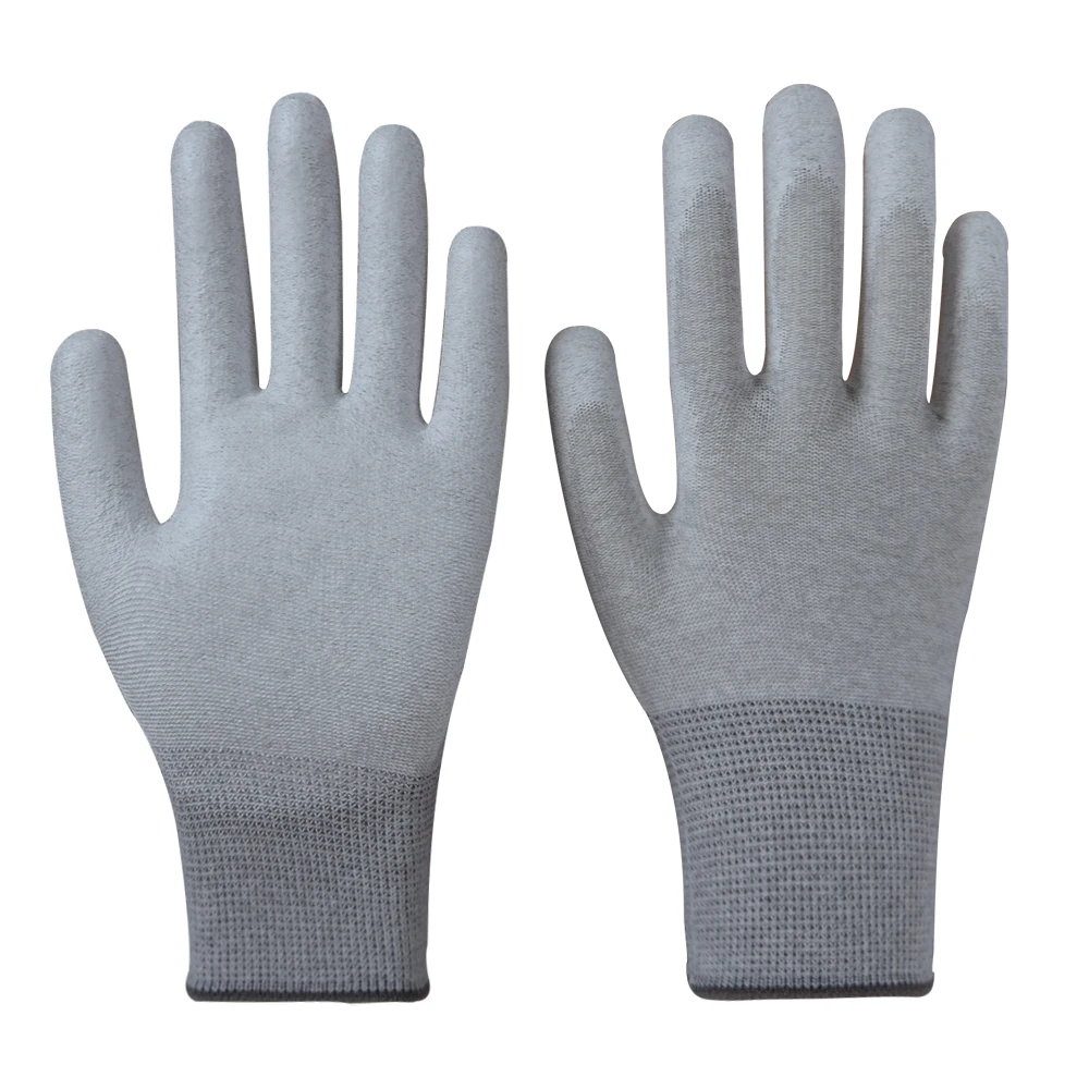 China Wholesale High Quality Stable Esd Carbon Fiber Pu Coated Palm Fit Safety Working Gloves for Industry