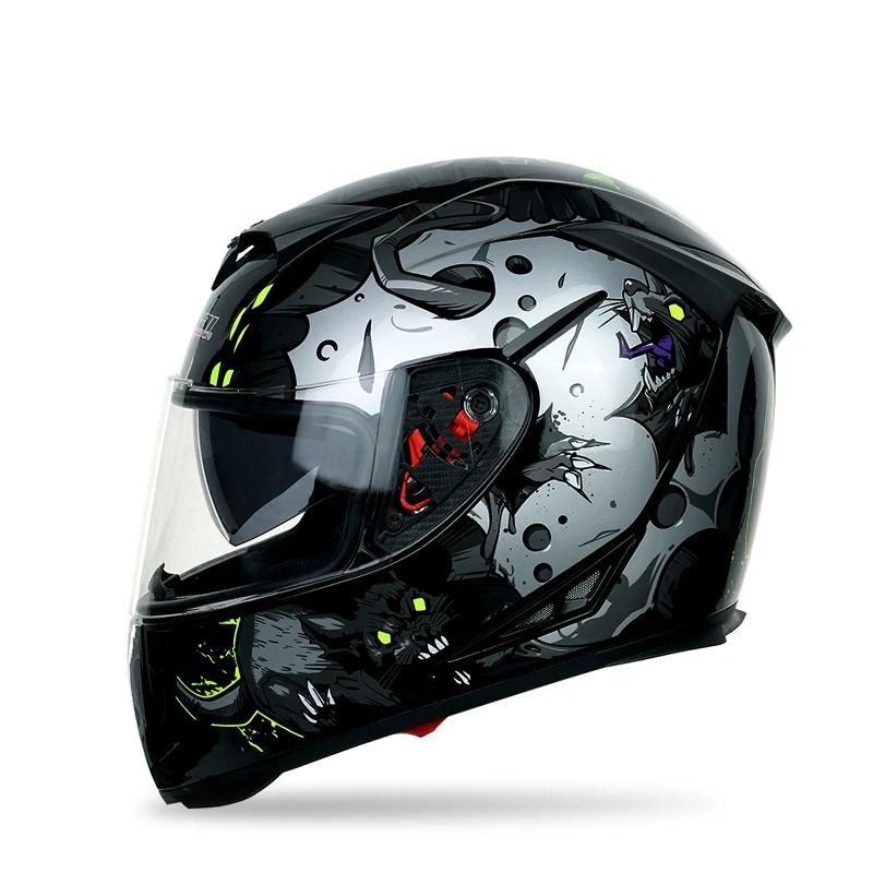 Motorcycle Helmets Men And Women Full Helmets Full-covered Personality Four Seasons Dual-lens Warm And Anti-fog Safety Helmet