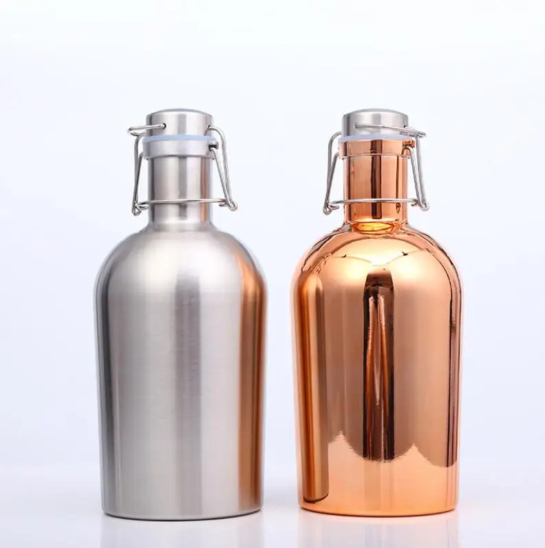insulated stainless steel Copper 64oz beer growler with swing Lok Cap, Stainless Steel Swing Top Growlette Beer Growler