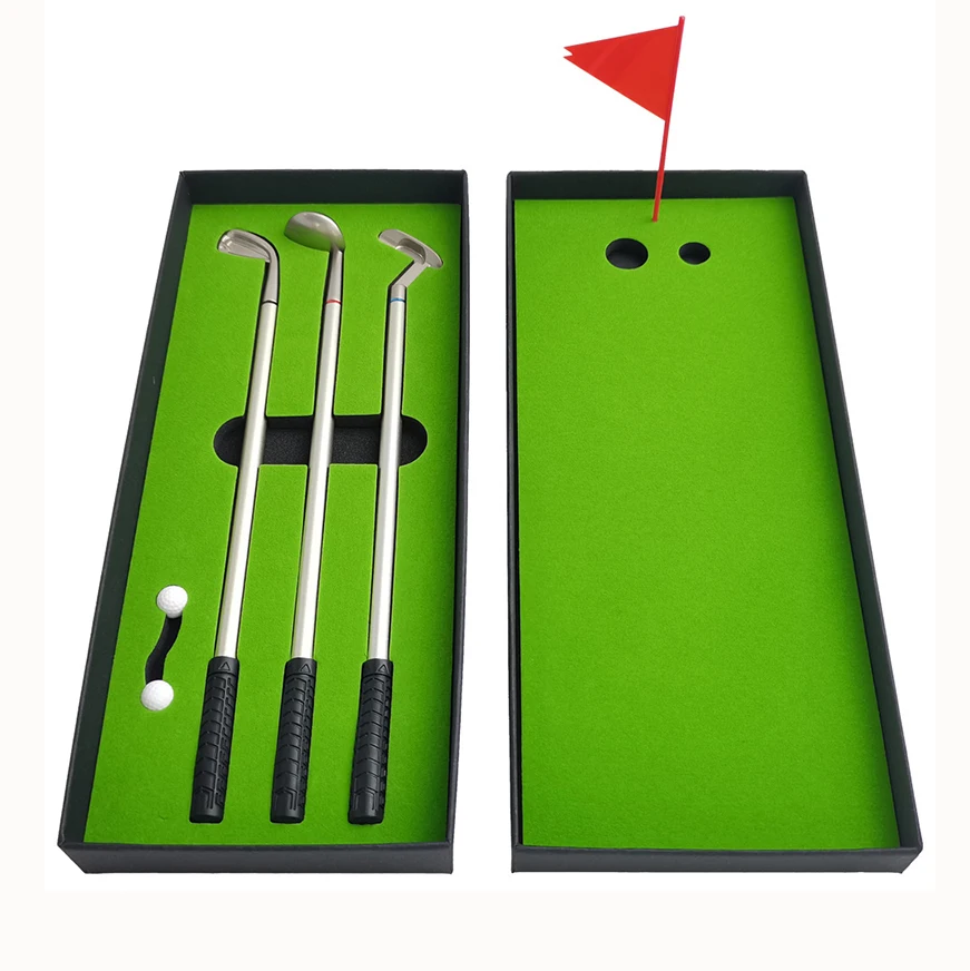 Funny Desktop Mini Golf Course Game Golf Ball Pen Putting Green Flag Gift Set Golf