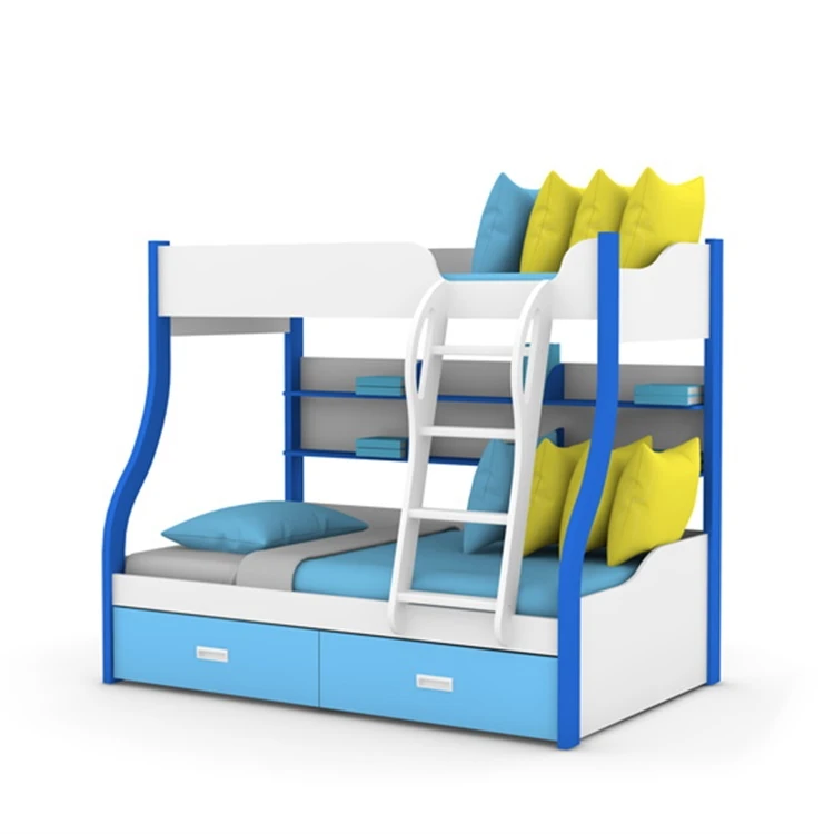 High Quality Modern Space Saving Kids Bedroom Furniture Mdf Bunk Beds Children Double Twins Bed With Drawers
