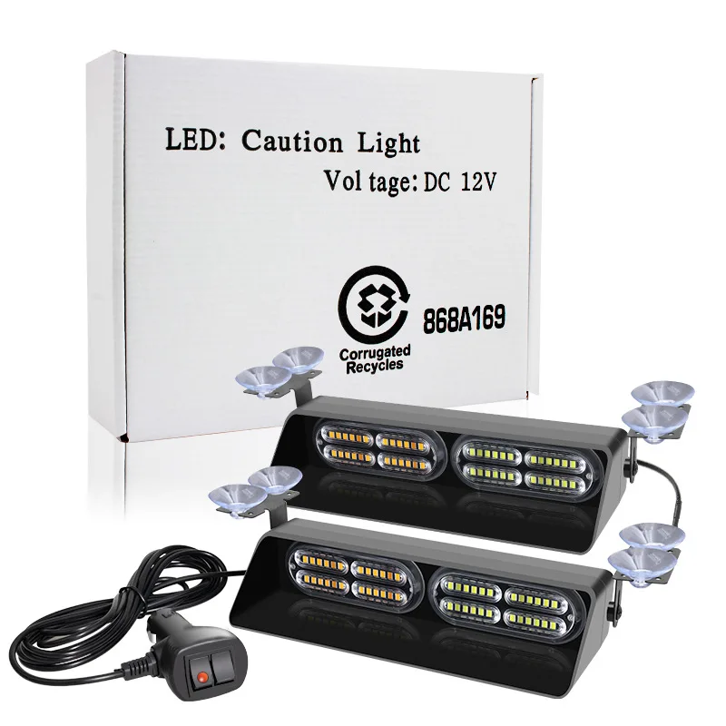 48smd Car Strobe Emergency Signal Light Hazard Flashing Warning Lamp Red Blue For SUV Truck Suction Cups Windshield LED Light