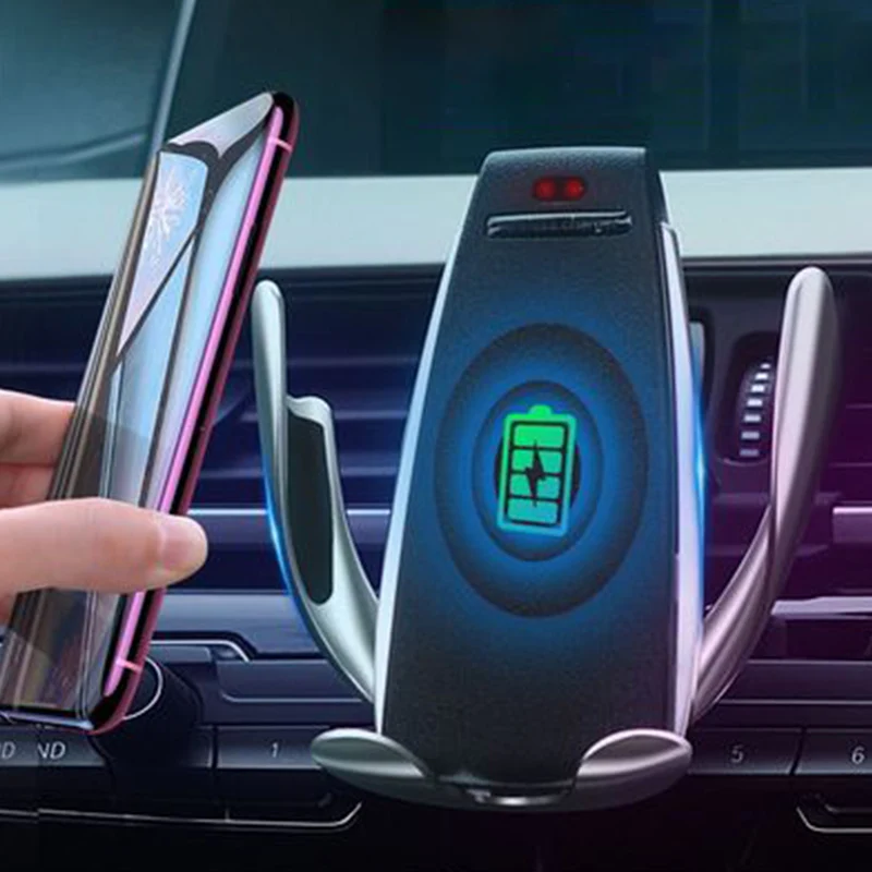  Автоматическое зажимное гравитационное беспроводное автомобильное зарядное устройство Qi 10 Вт Быстрая зарядка держатель для телефона смарт-датчик Samsung