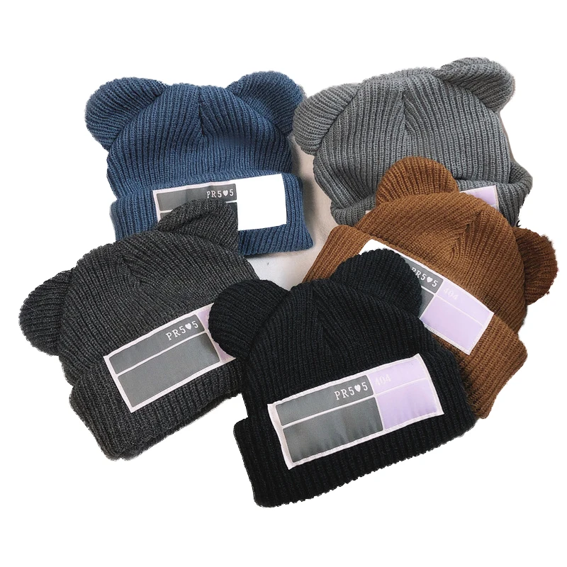Autumn And Winter Warm Plain Face Masks Beanie Knitted Woolen Blank Knitted Balaclava Custom Ear Hole Ski