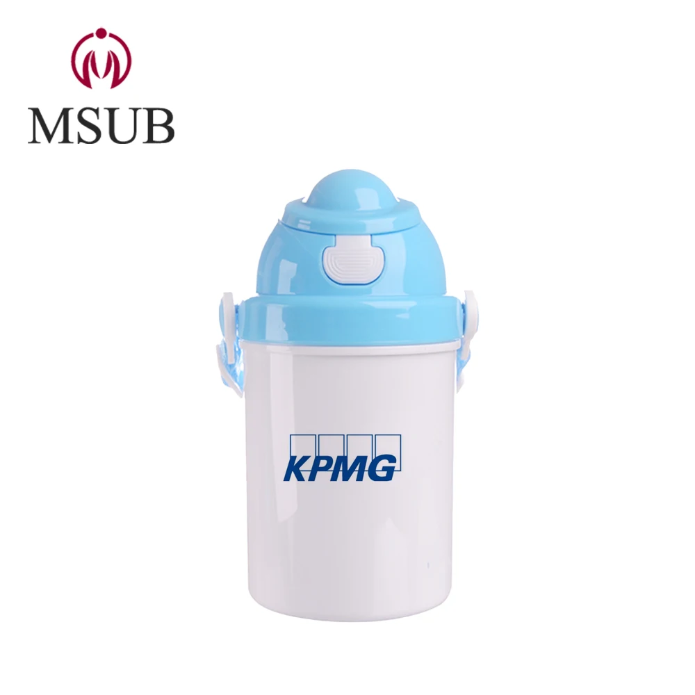 
Safe promotion drinkwares sublimation plastic water bottle for kids with straw lid 