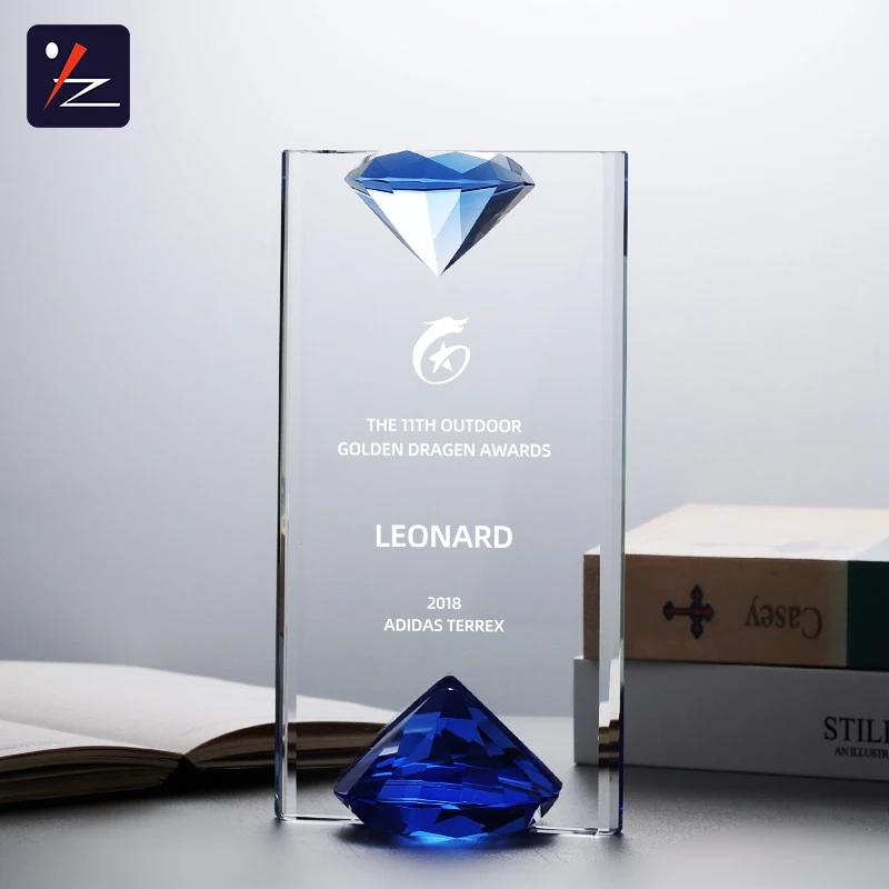 Wholesale 3D Crystal  Laser Engravable K9 Crystal Diamond  Shape  Trophy Award