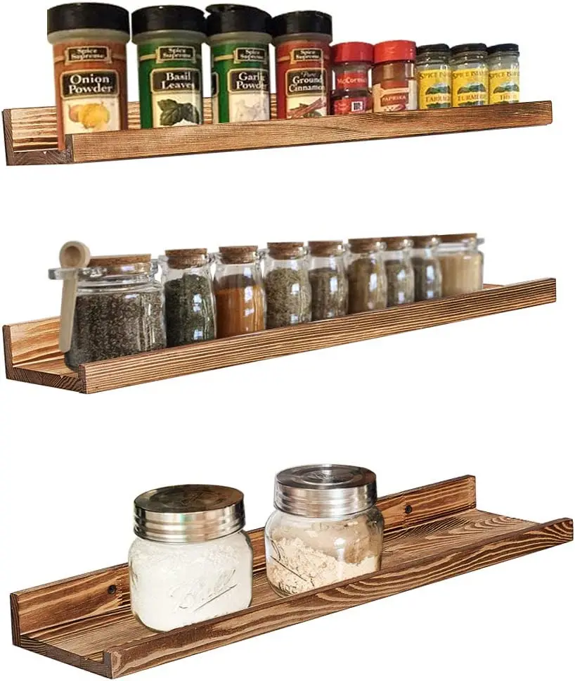 Rustic Wood Photo Shelf 16 Inch Large Floating Shelves Wall Mounted  3 Floating Shelves For Bedrooms Office Living Room Kitchen