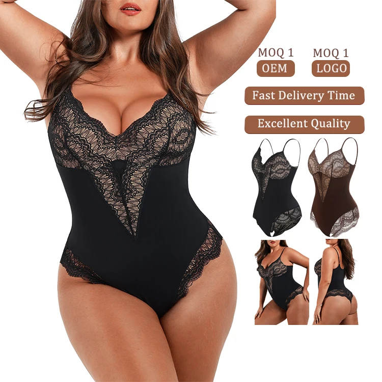 Hexin New Design Drop Shipping Tummy Control Lace Shapers Thong Outdoor Mid Bodysuits Shapewear For Women