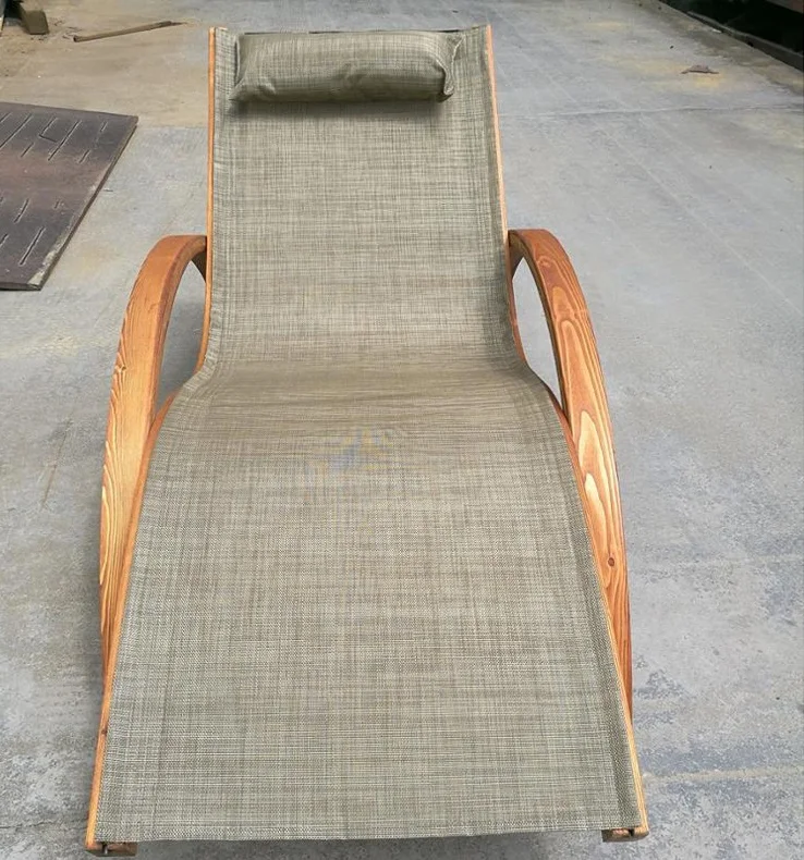 Wood Sun-lounger Solid Beach Outdoor Furniture Day Bed Outdoor Chaise Bed Lounger Chair Outdoor Activity Leisure Beach Modern