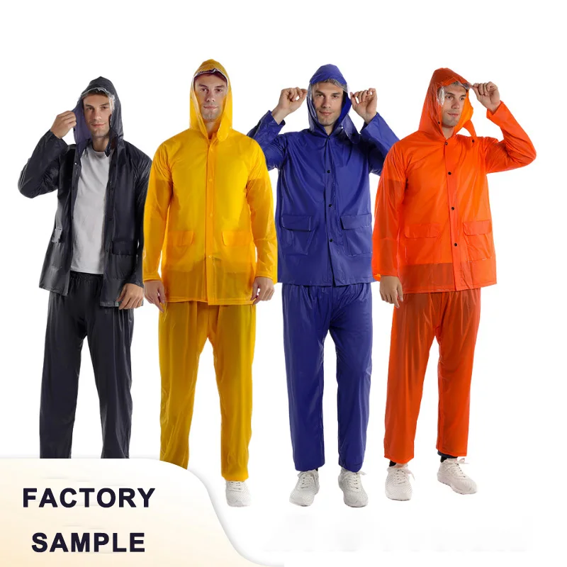 Outdoor Labor Protection Raincoat and Rain Pants Suit Camping PVC Picture Custom Logo Printing Soft Pvc Raincoats for Women 13s
