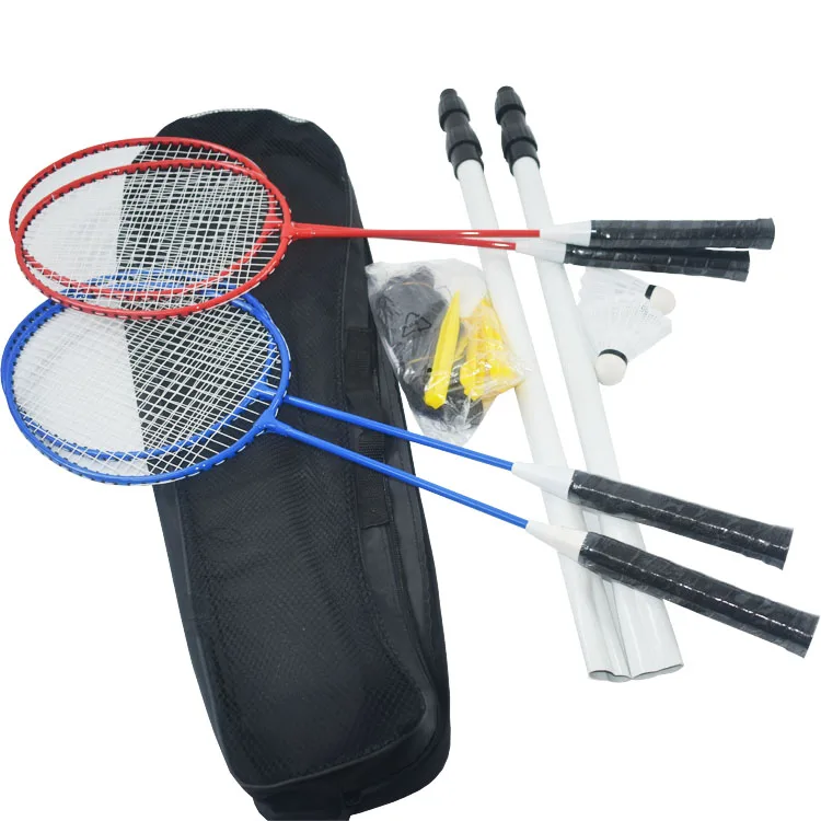 AT Wholesale Cheap Portable Badminton Racket Set Four Racquets Shuttlecocks Net with Carry Bag for Outdoor Sports Training