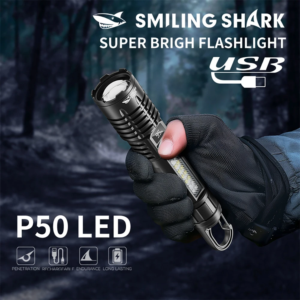 Outdoor Camping LED Tactical Flashlight 10000mAh Rechargeable Long Range Emergency Spotlight