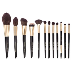 Wholesale Custom Logo 12pcs Makeup Brushes Black Gold Best Quality Professional Synthetic Hair Makeup Brush Set