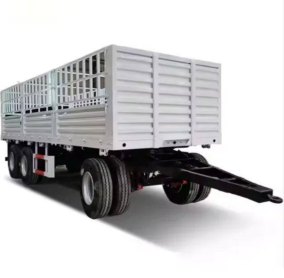 Liangshan Factory Bpw Saf 3 Axle 3 Axle 30ton Full Trailer Cargo Fence Full Trailer Side Wall Semi Trailer With Drawbar