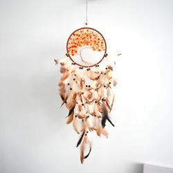 Dropshipping Home Decor Dreacatcher Brown Feather Handmade Tree of Life Dream Catcher