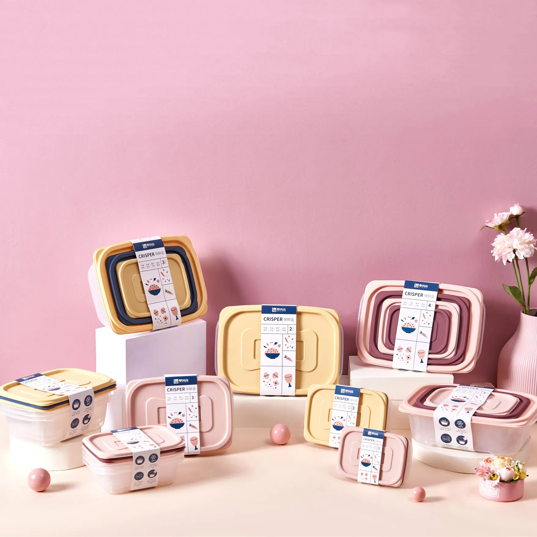 Refrigerator BPA Free Plastic Storage Container Set Heat Resistant Plastic Food Storage Container