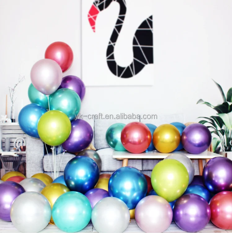 Wholesale 12inch 2.8g Thick Metal Latex Balloons Birthday Party Wedding Inflatable Helium Balloon Metallic Multi-color Balloon