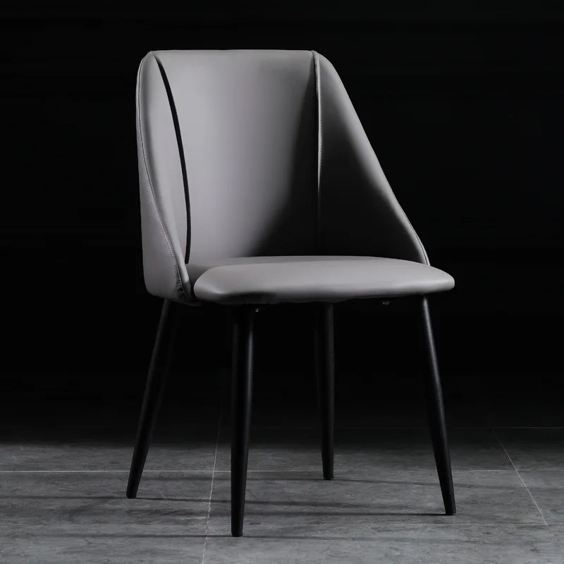 
contemporary contracted household backrest leisure restaurant wrought iron soft package Nordic light luxury dining chair 