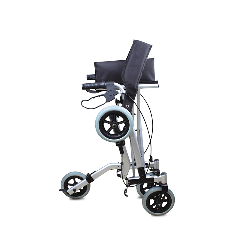 Disabled Elderly 4 Wheel Aluminum Foldable Shopping  Rollator Walker with Seat and Shopping Bag