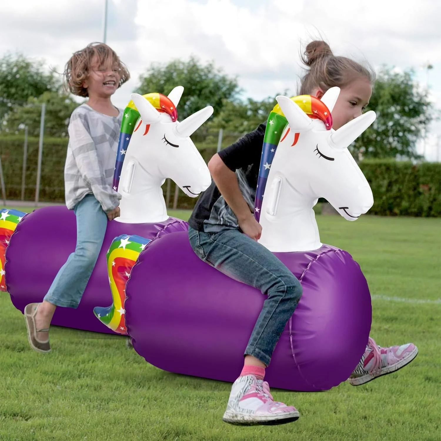 LC Kids Unicorn and  Dino Hopping Toys Inflatable Jumping Ride on Bouncer Hopper Horse Inflatable Bouncing Ride-on