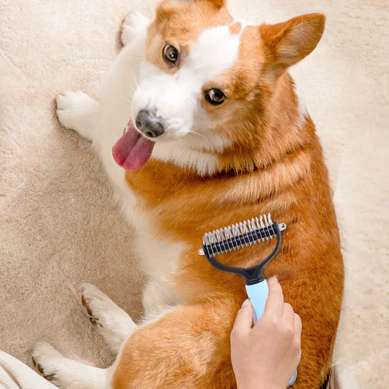 Pet Hair Remover Dog Cat Hair Comb  Pet 2 In 1 Stainless Steel Double Sided Dog Hair Brush Dog Comb