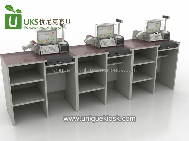 Functional Supermarket Checkout Desk Retail Stores Retail Cashier Counter Modern Register Counter Design