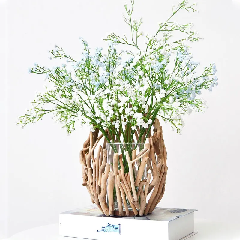 
Shengqu unique table flower home decor wood vase 