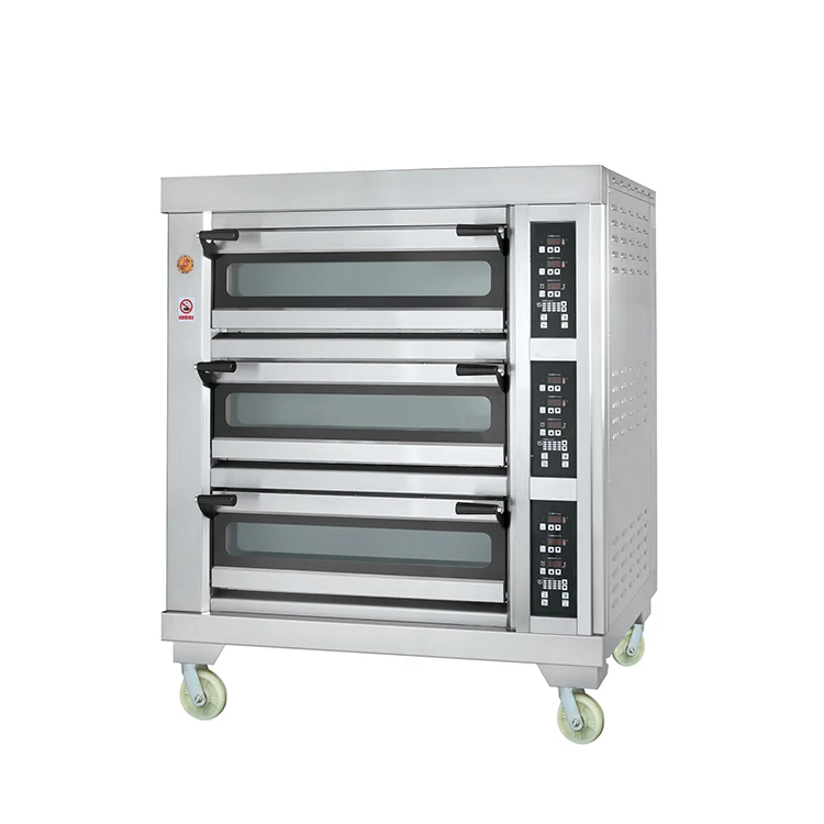 Stainless Steel 3 Deck 6 Trays Electric Bread Deck Oven Electric Bakery Machine With Steam