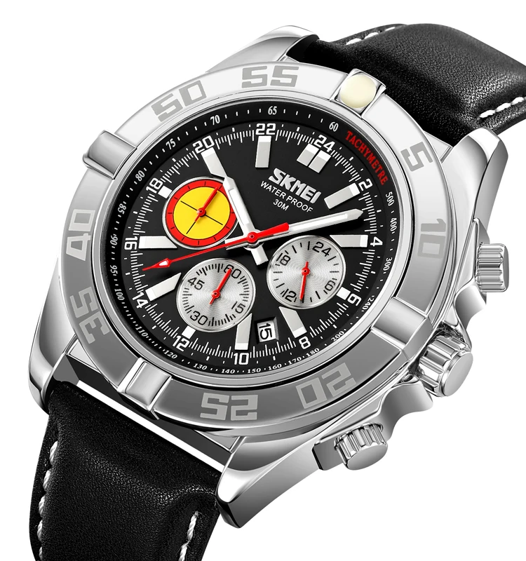 SKMEI 9322 Fashion Quartz Watch Factory Customized Logo Manufacturer Leather Wristwatch For Men