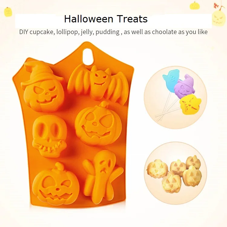 Food Grade Halloween Pumpkin Baking Tools Ghost Chocolate Kitchen Baking Molds Silicone Candy Cookie Mold